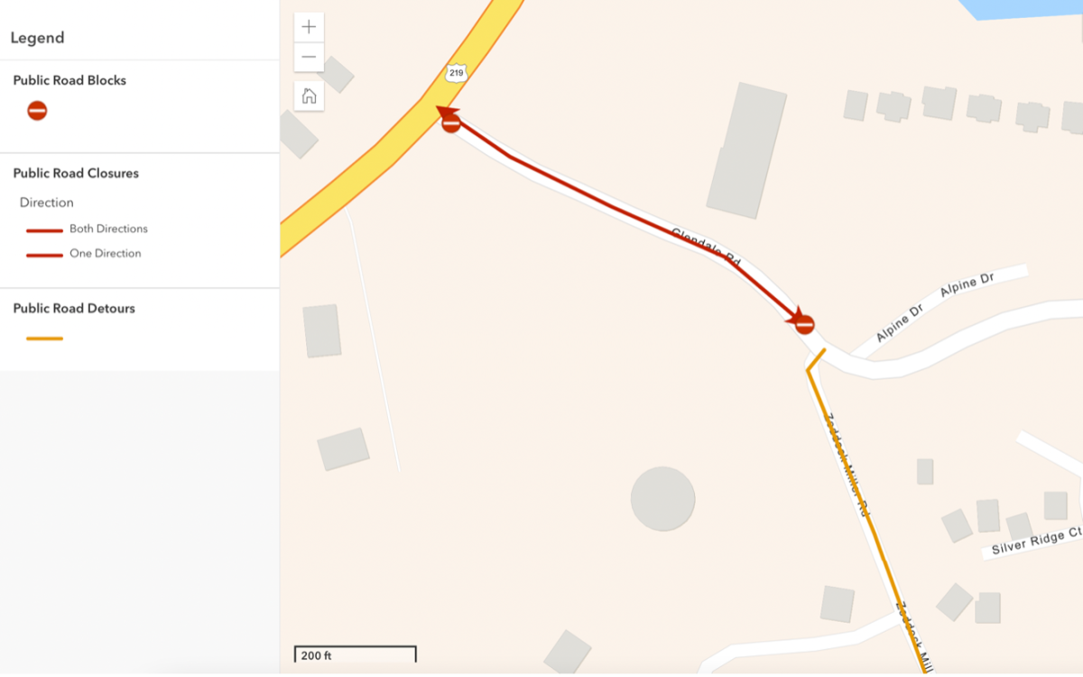 Glendale Road Closure Zoom Map.png