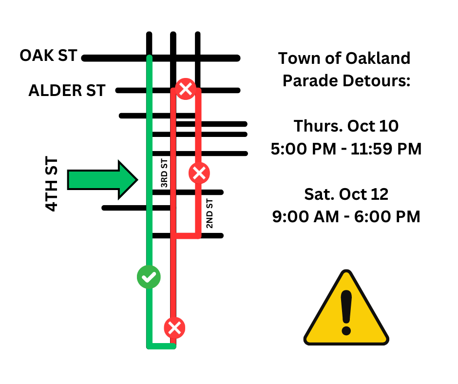 Town of Oakland Parade Detours