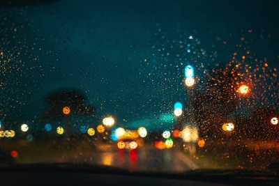 road lights rain