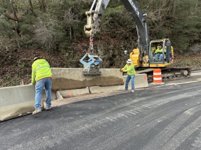 Installing Barricades on Snowy Creek Bridge